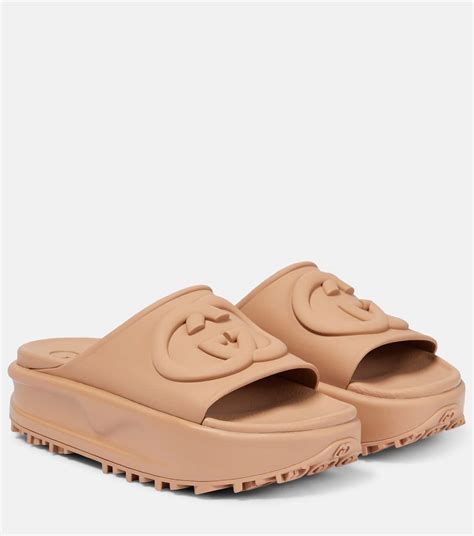 gucci platform slides rubber|gucci rubber slides women's.